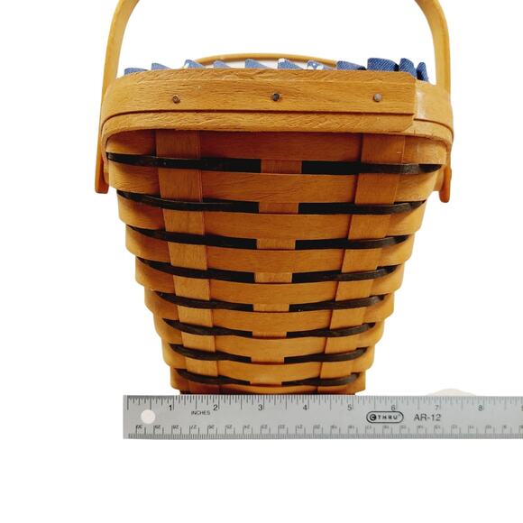Longaberger Medium Vegetable Basket Slanted w/ Double Handles Blue Liner Divided - Picture 13 of 14
